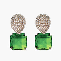 Retro Pave Crystal and Peridot Gum Drop Earrings