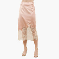 Satin and Lace Midi Skirt