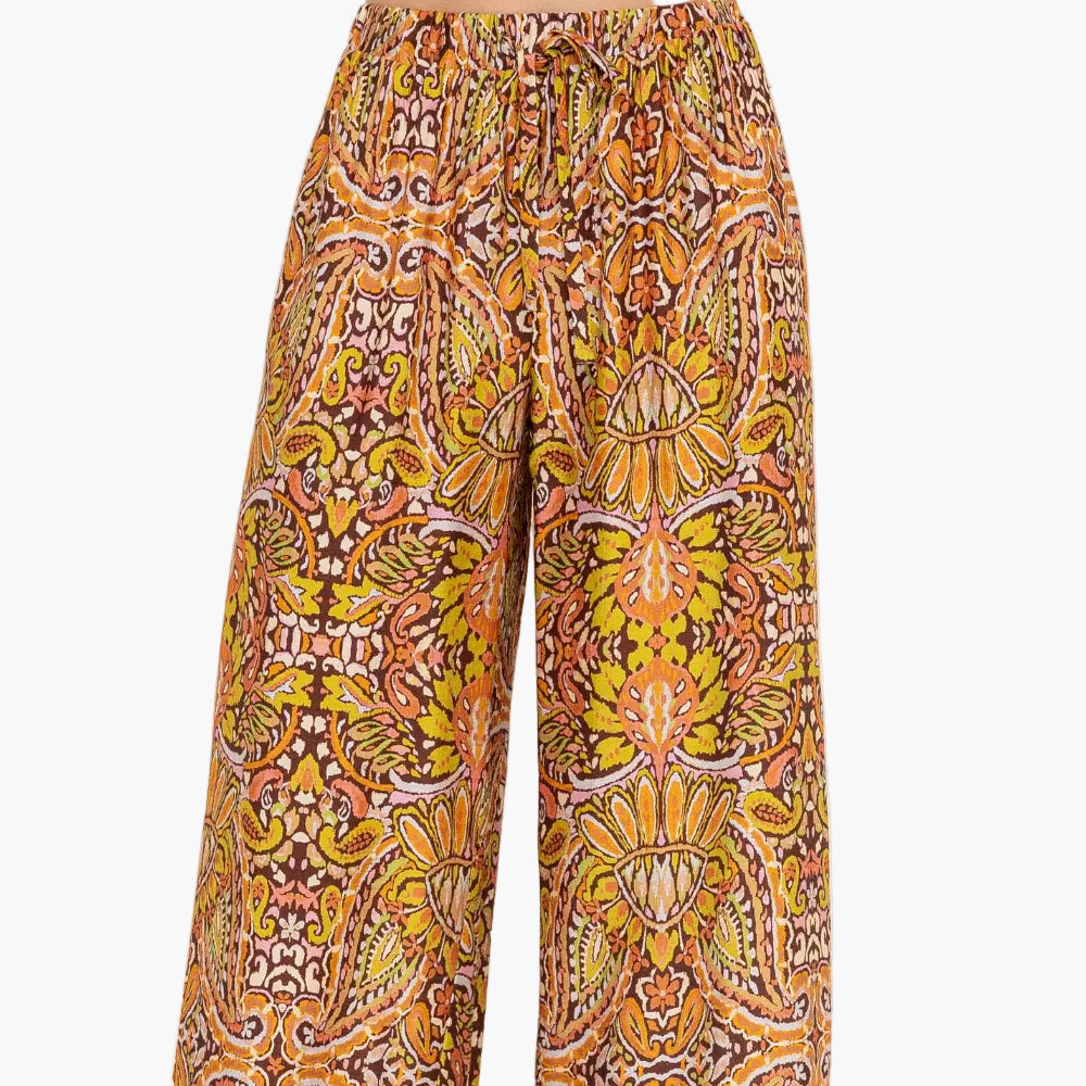 Multicolored Abstract Wide Leg Pants
