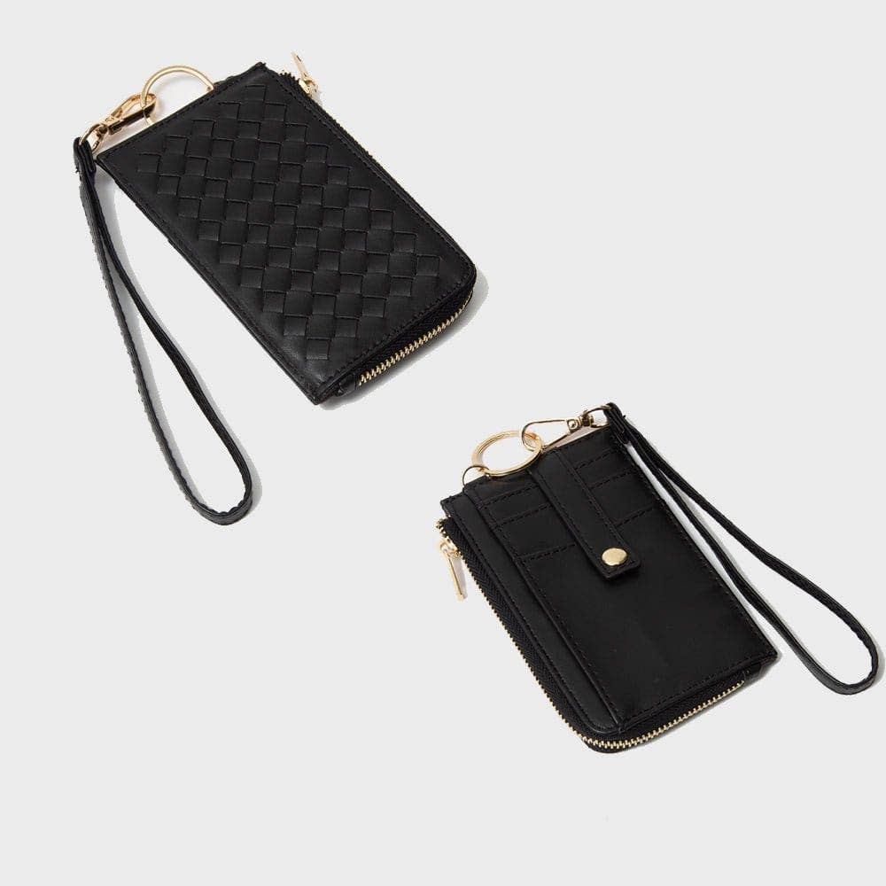 Woven Slim Cardholder Wallet With Wristlet