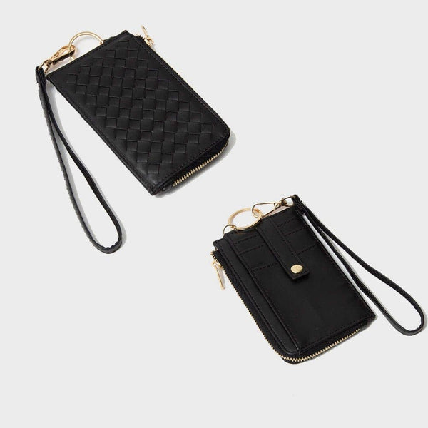 Woven Slim Cardholder Wallet With Wristlet
