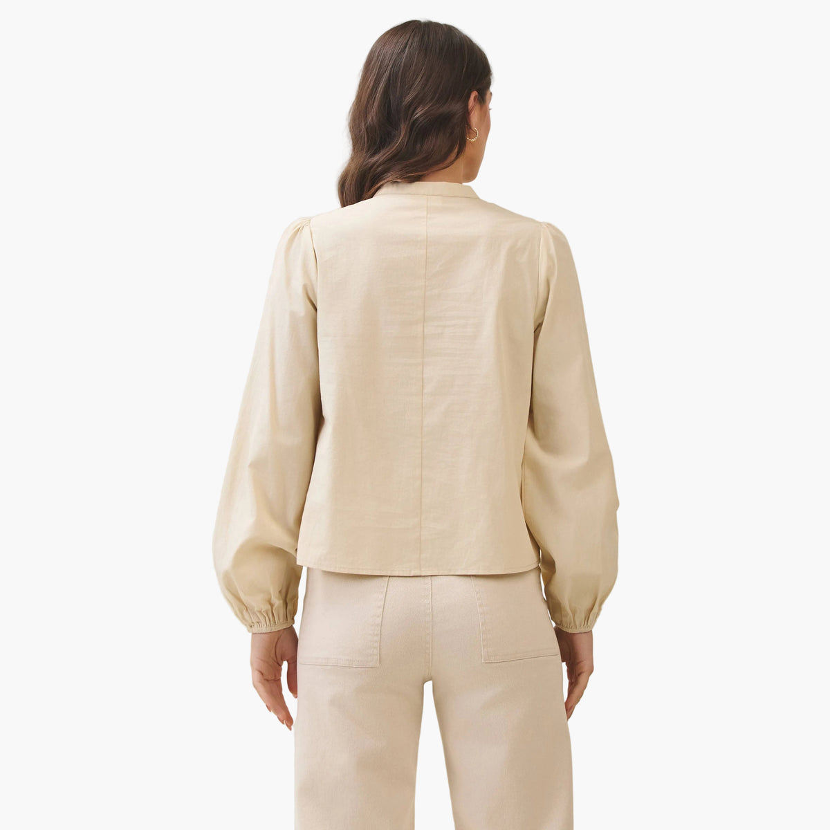 Ecru Embroidered Peasant Cotton Blouse