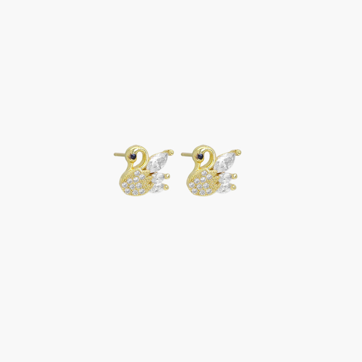 Swan Gold Stud Earrings