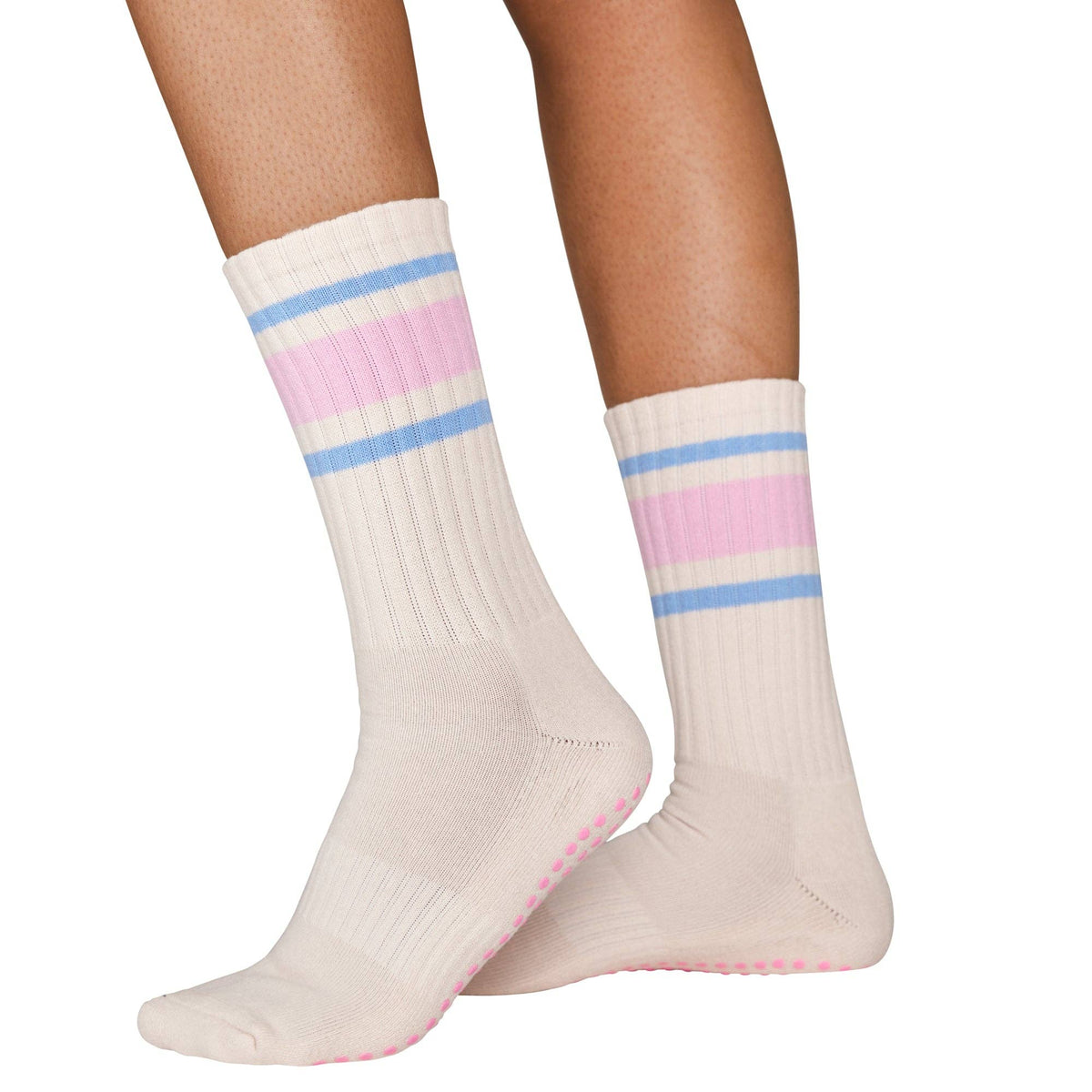 Pink Retro Pilates Grip Socks