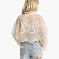 Crochet Embroidered Button Down Crop