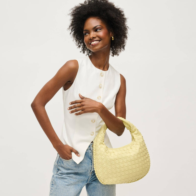 Butter Yellow Wendy Woven Shoulder Bag