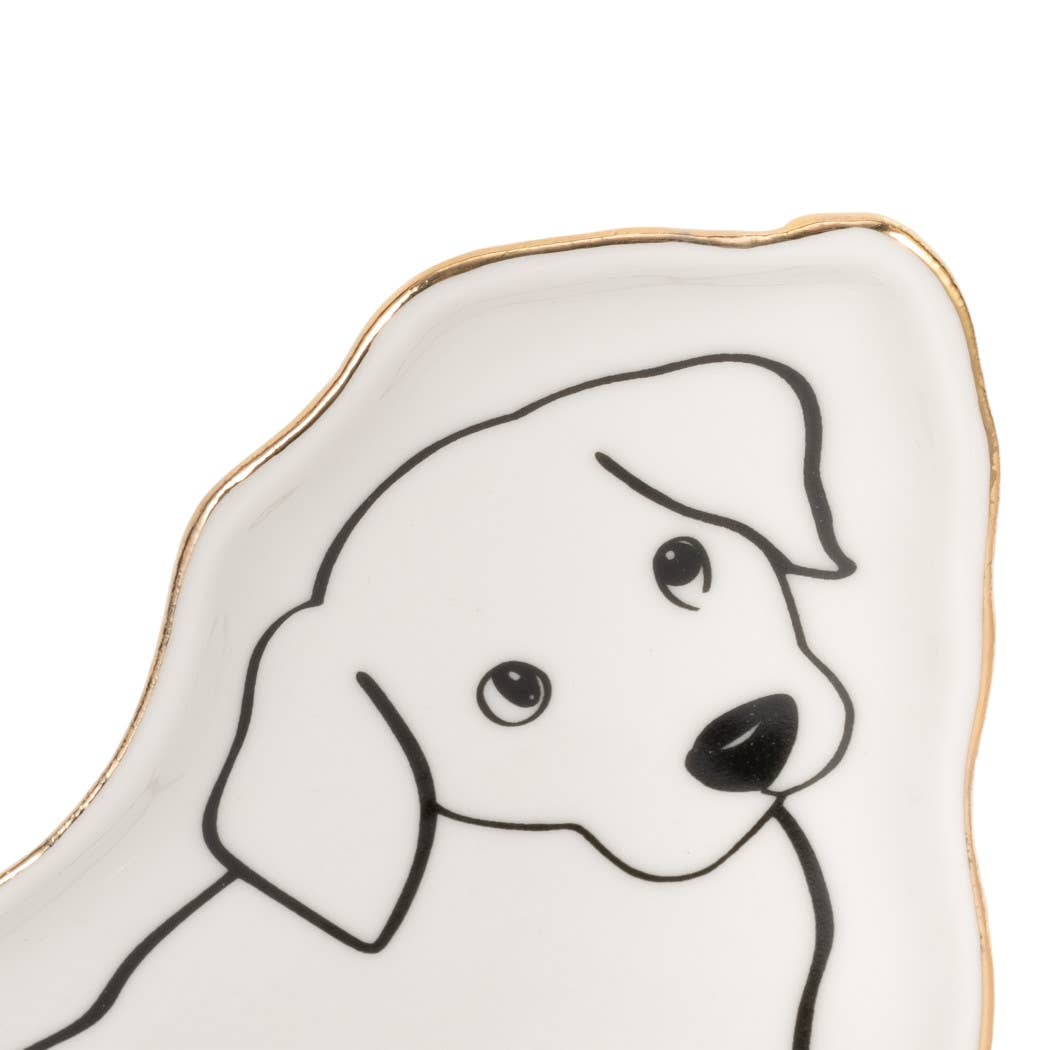 White/Black Ceramic Puppy Trinket Tray