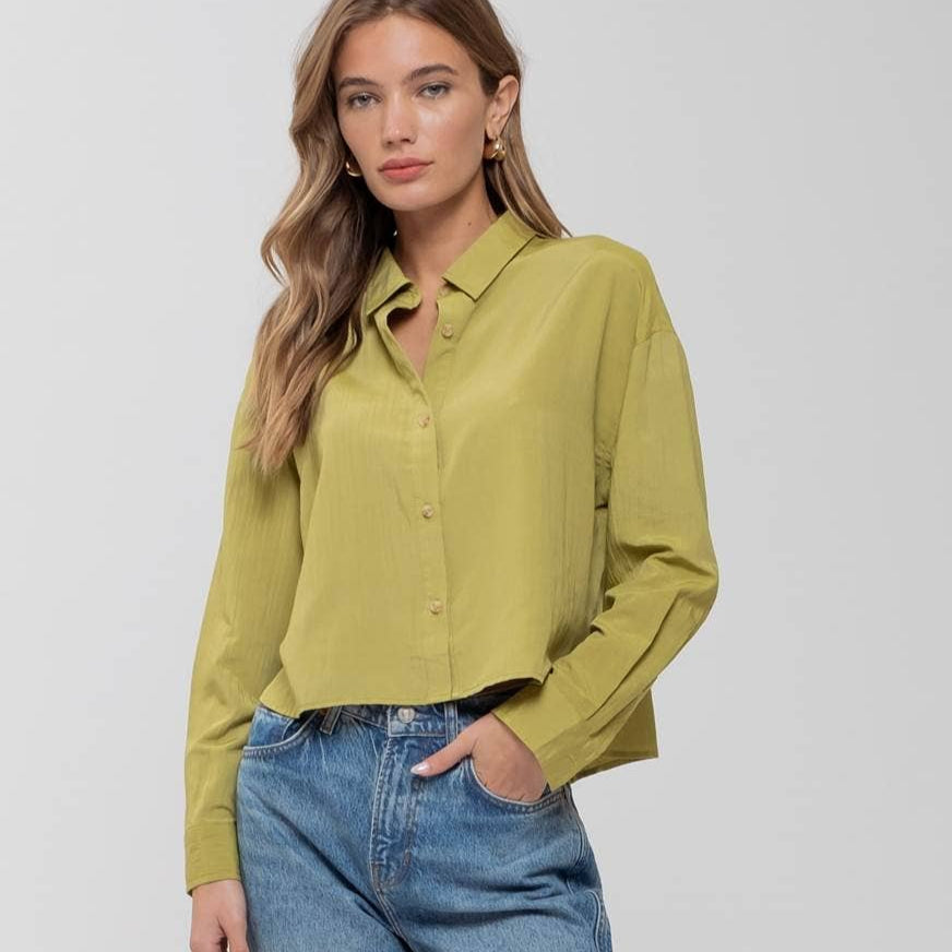 Kiwi Cropped Button Down Shirt