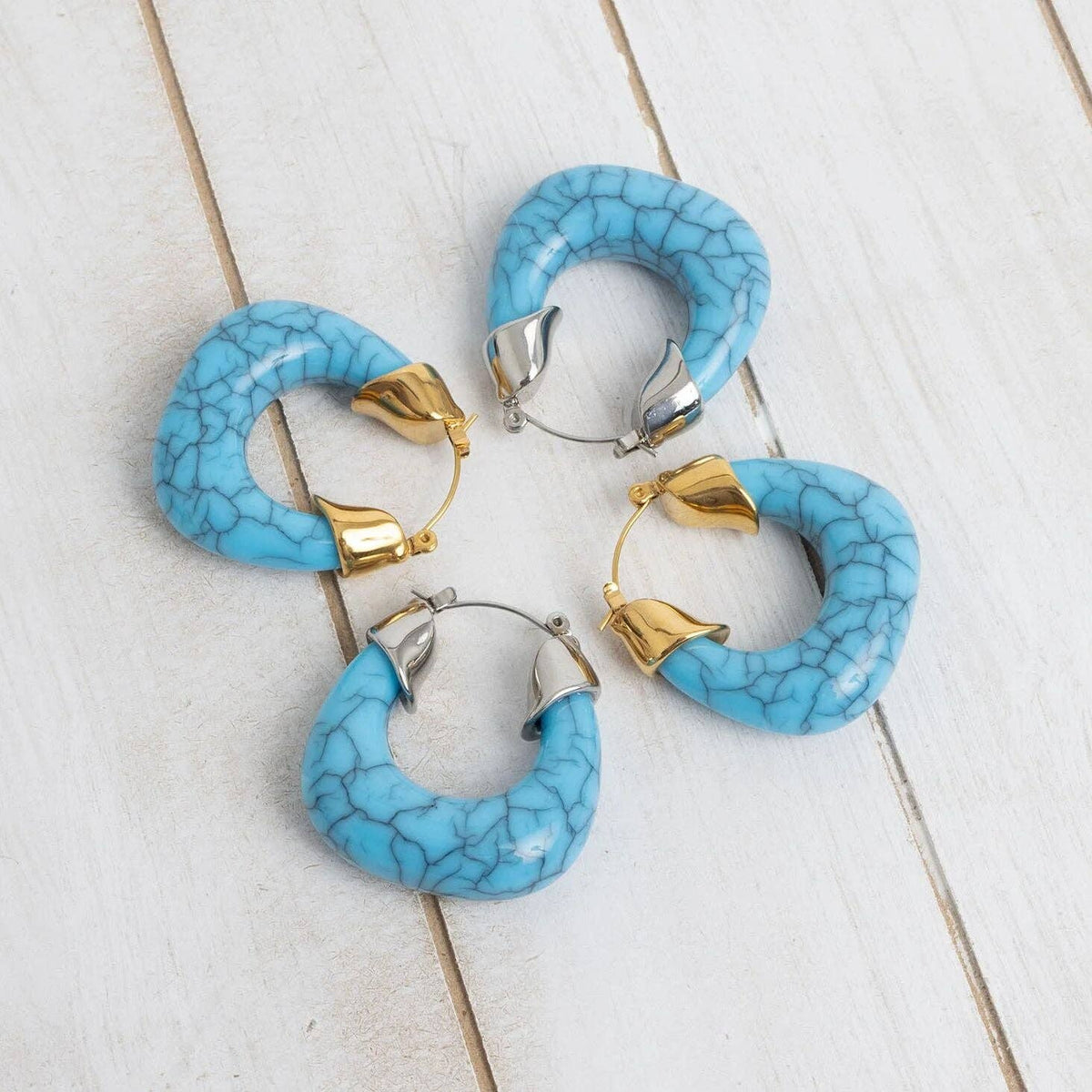 Turquoise Chunky Hoop Earrings