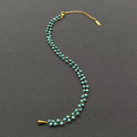 18K Gold Drop Charm Beaded Necklace