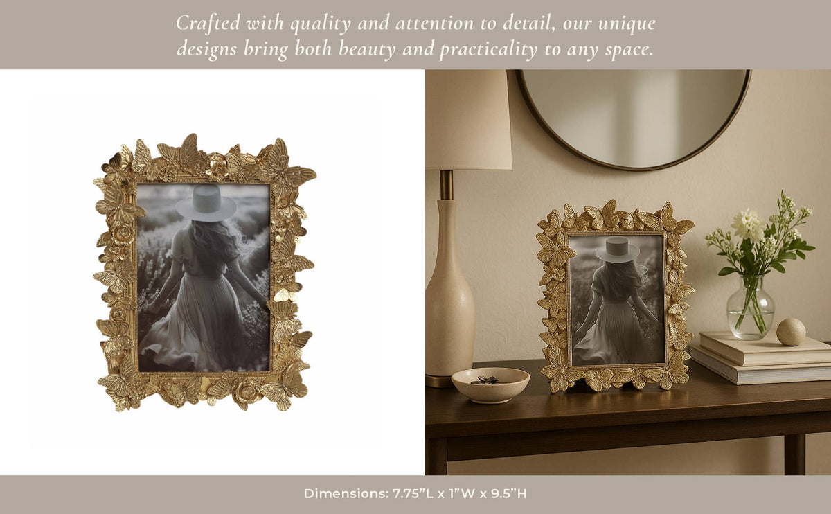 Gold Polyresin Butterfly Picture Frame - 5x7 in.