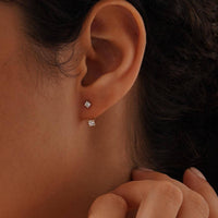 Chic Sterling Silver Front-Back CZ Diamond Earrings