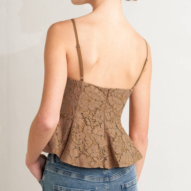 Woven Lace Peplum Tank Top