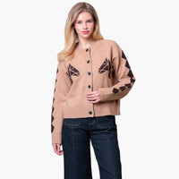 Camel Button Down Horse Sweater Cardigan