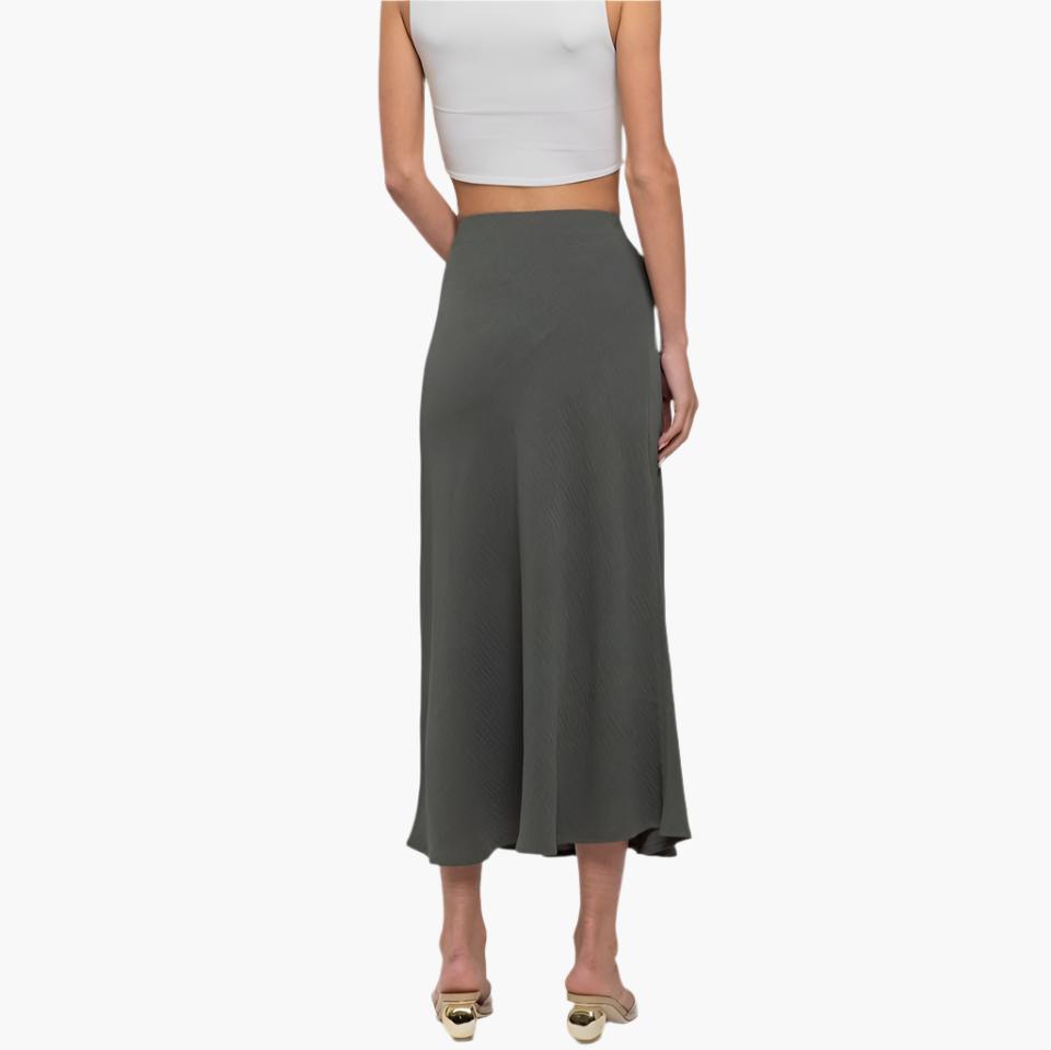 Sage Green High Waist Slip Midi Skirt