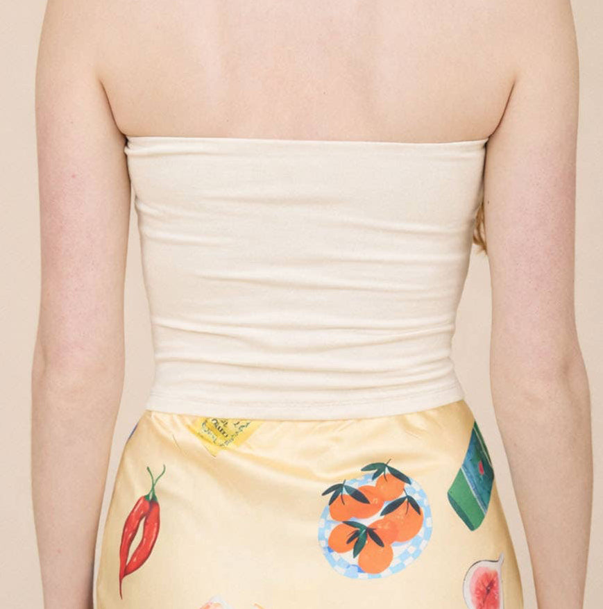 Off White Seamless Strapless Knit Top