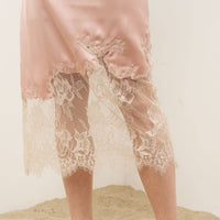 Satin and Lace Midi Skirt