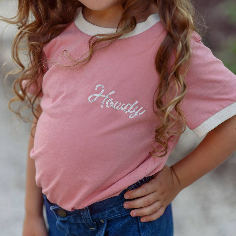 Howdy Vintage Ringer (Youth) | Pink
