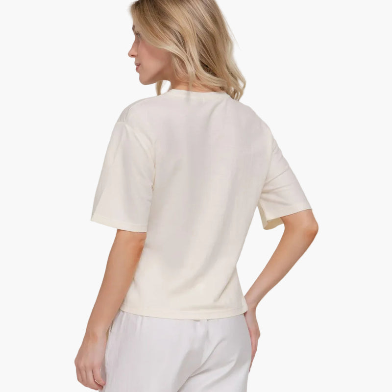 Short Sleeve Front Tie Round Neck Knit Top