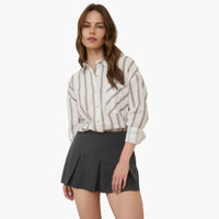 Ivory Stripe Pattern Button Down Shirt