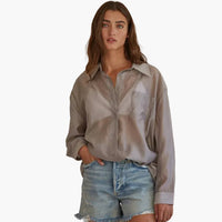 Grey Button Down Collared Top