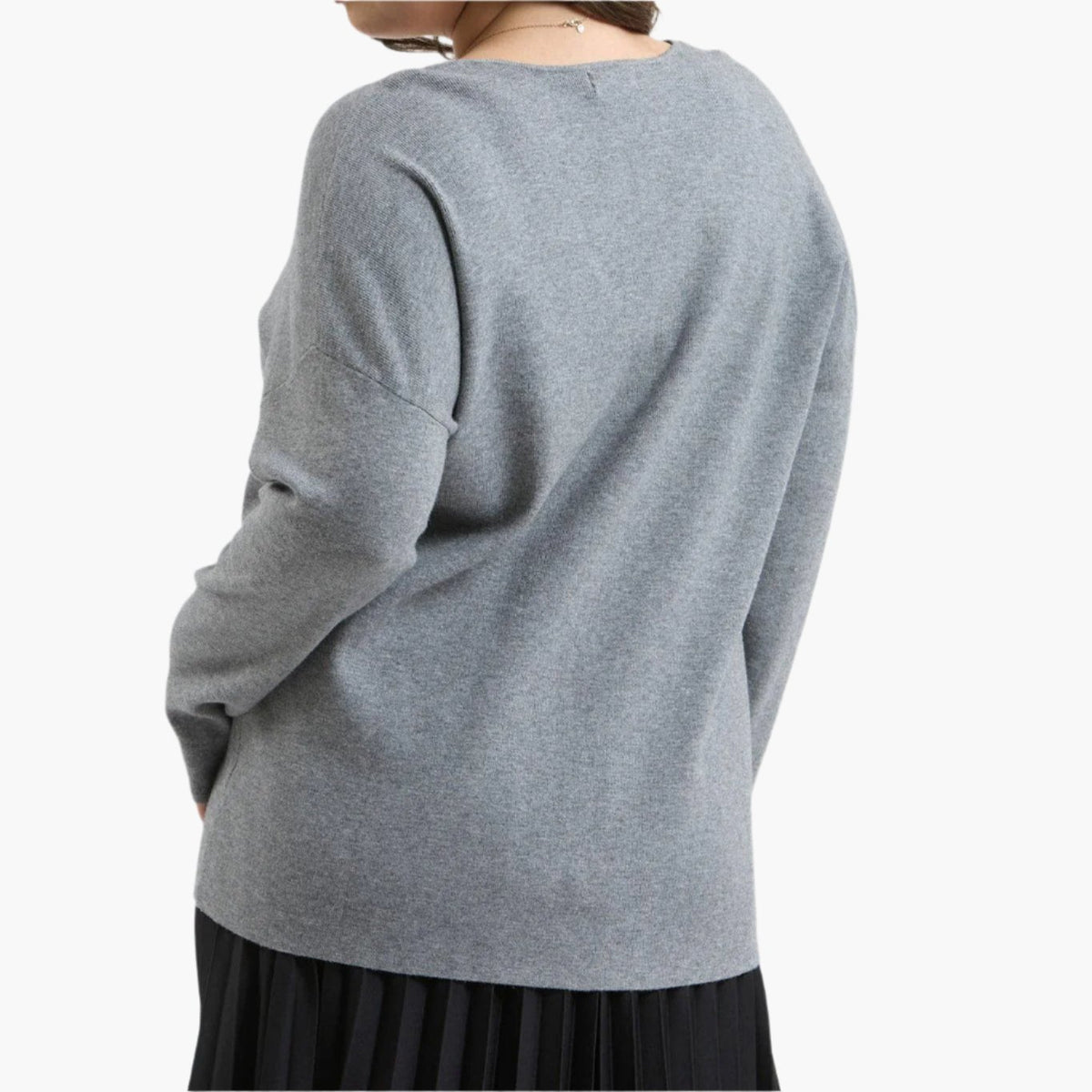 Grey Front Seam Knit Sweater