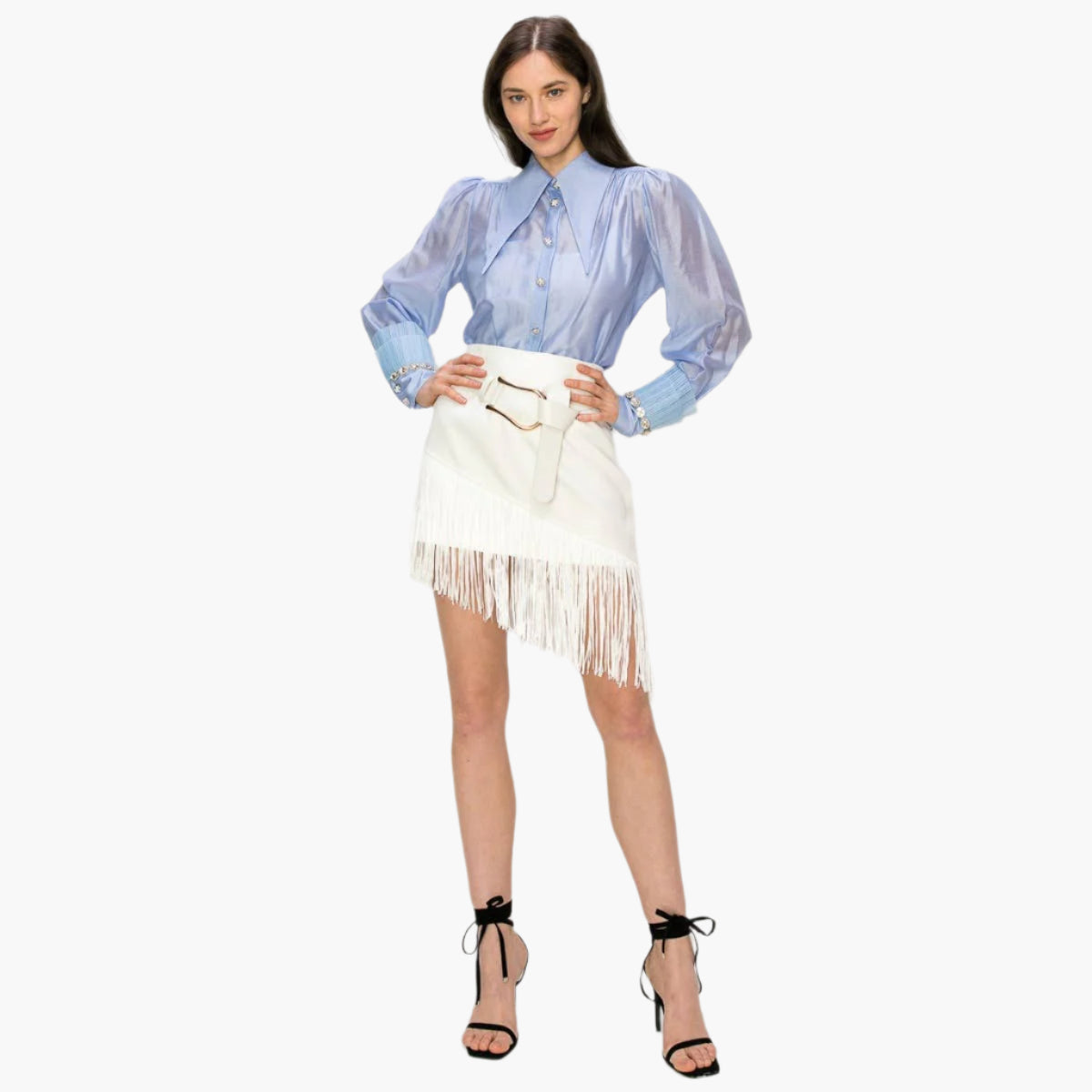 Belted Fringe Mini Skirt