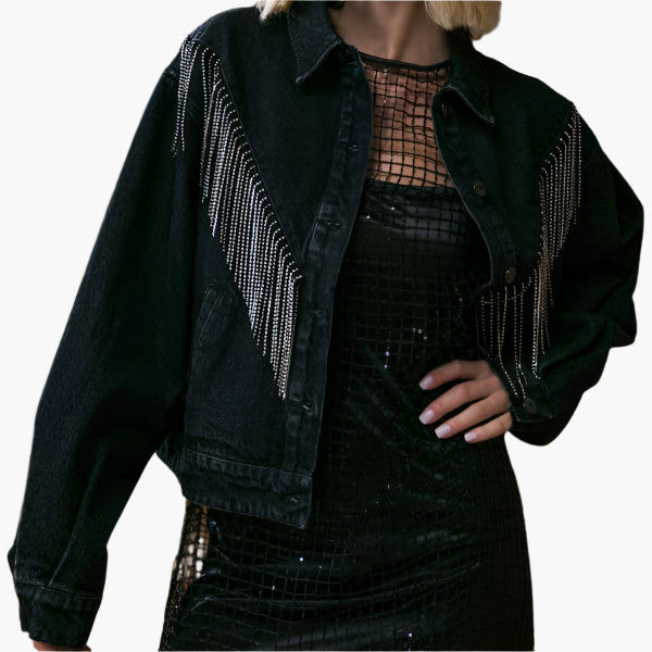 Jewel Fringe Denim Jacket