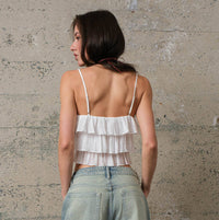 White Ruffle Tank Top