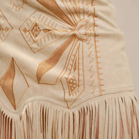 Laser Cut Embroidered Fringe Skirt