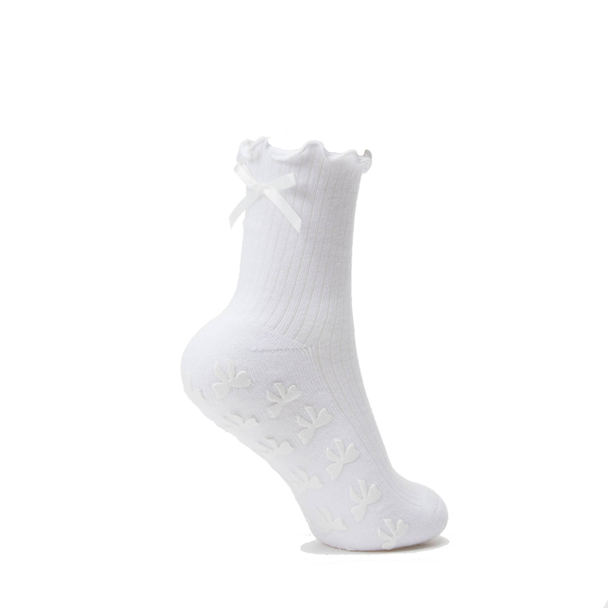 White Big Bow Grip Socks