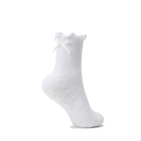 White Big Bow Grip Socks
