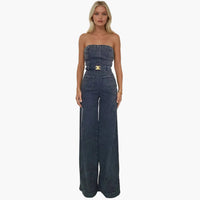 Boho Mineral Wash Denim Jumpsuit