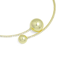 Gold CZ Tennis Chain Round Ball End Adjustable Necklace