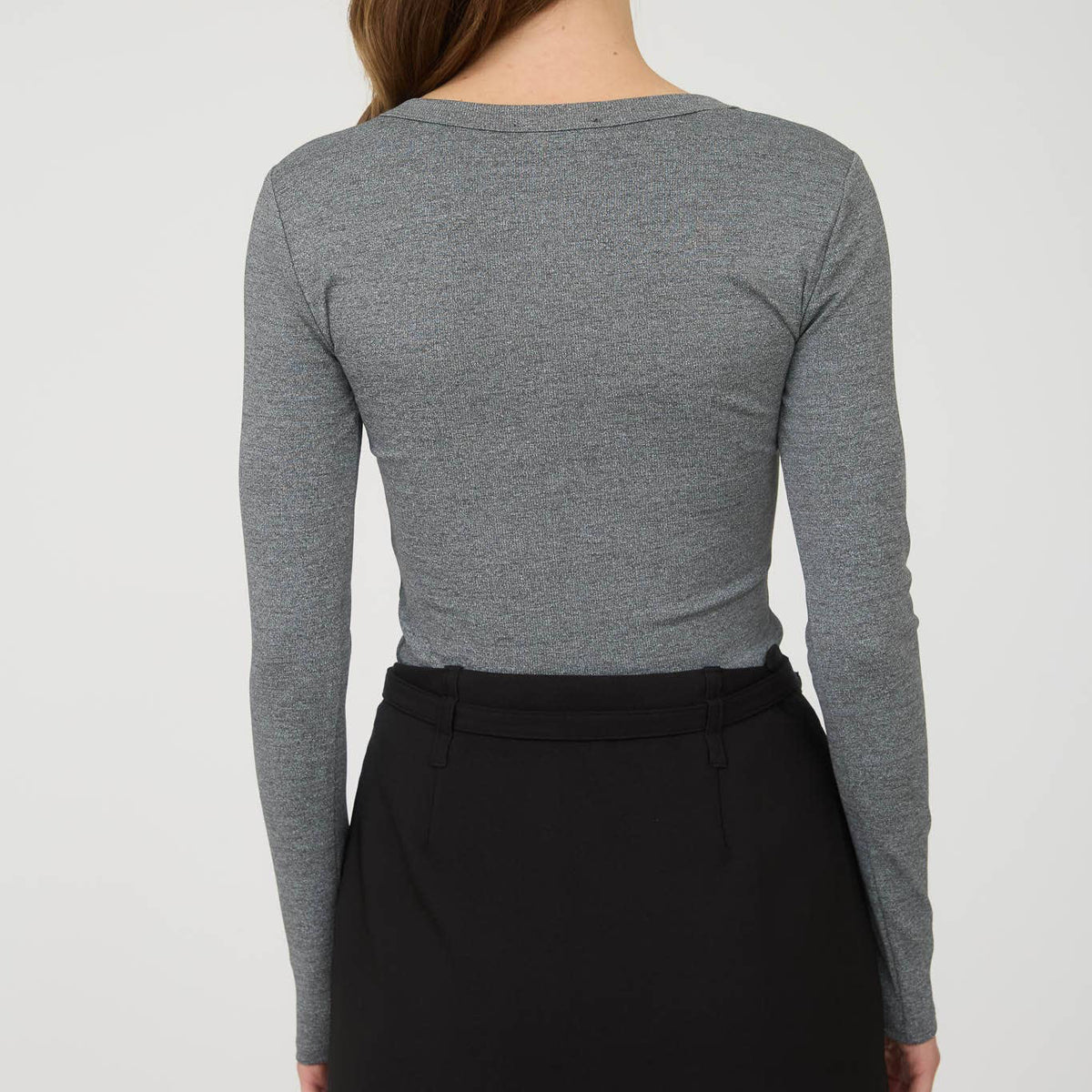 Grey Long Sleeve Henley Top