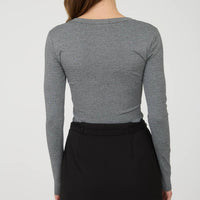 Grey Long Sleeve Henley Top