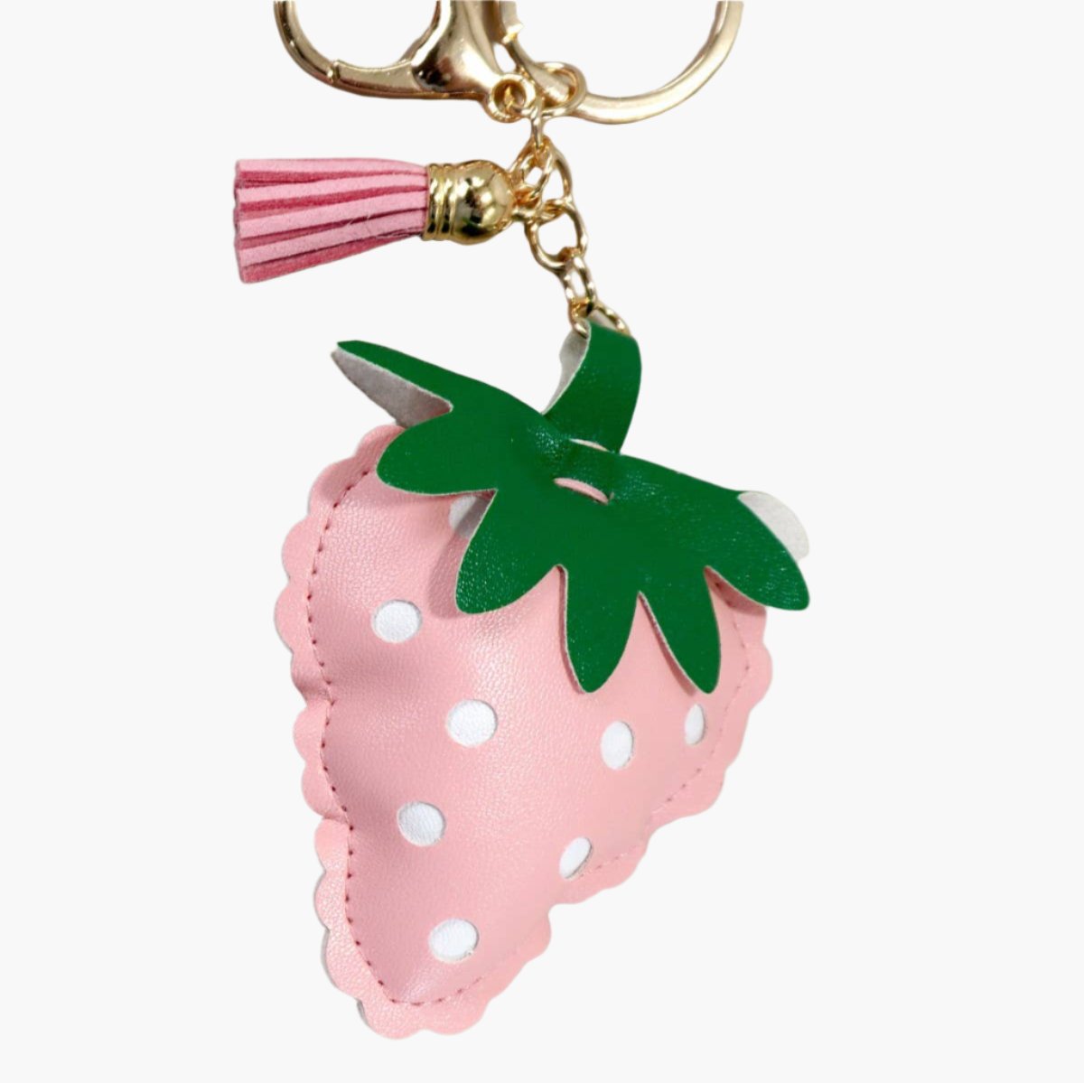 Strawberry Vegan Leather Bag Charm