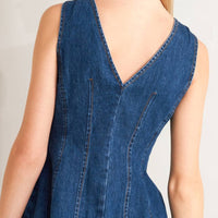 V Neckline Denim Vest