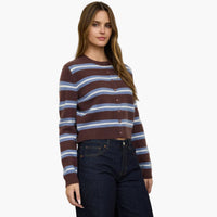 Brown Multi Color Stripe Knit Cardigan