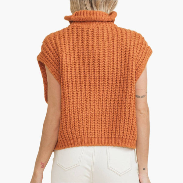 Copper Cable Knit Turtleneck Sweter