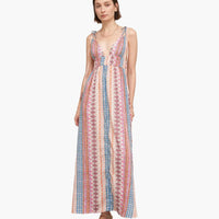 Shoulder Tie Printed Maxi Dress