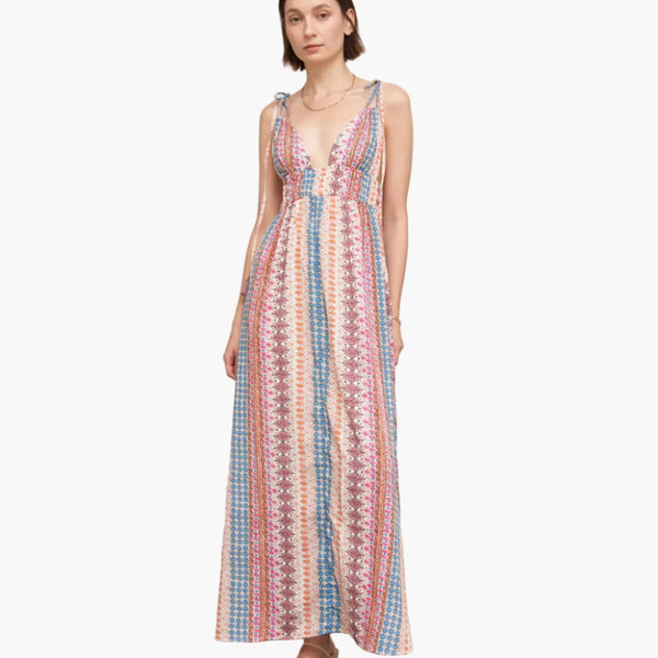 Shoulder Tie Printed Maxi Dress