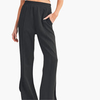 Wide Leg Scuba Pants with Side Slit