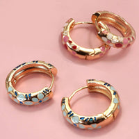 Floral Enamel Huggie Hoop Earrings
