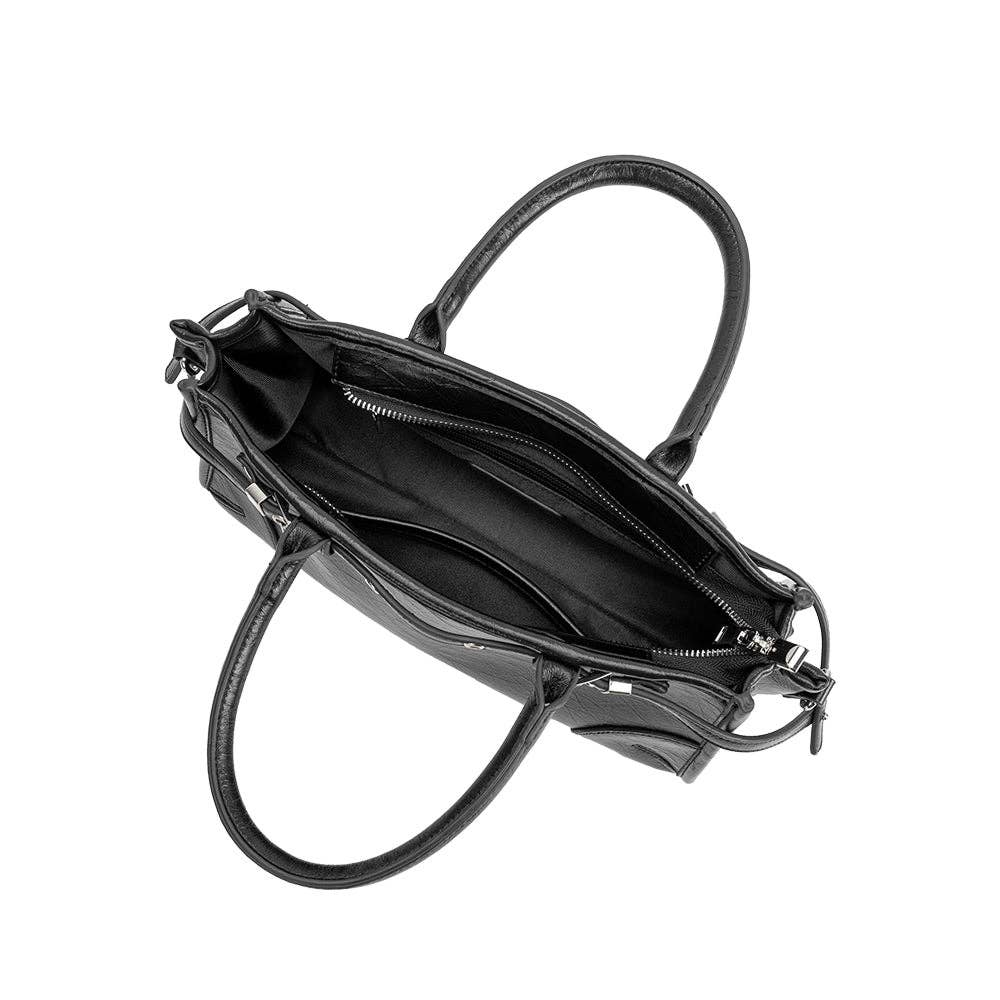 Melie Bianco Rhonda Black Vegan Top Handle Bag