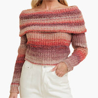 Mauve Off the Shoulder Sweater Knit Top