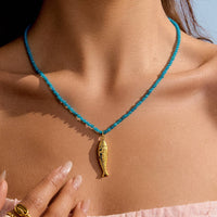 Sasha 18K Gold Non-Tarnish Fish Beaded Necklace