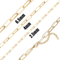 18K Gold Paperclip Chain Necklace -  2.5mm