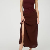 Side Slit High Waist Midi Skirt