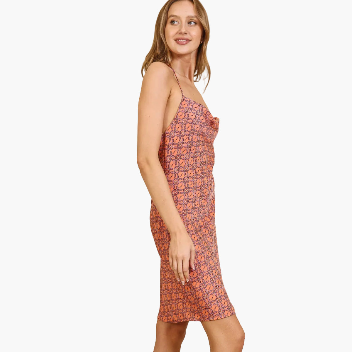 Boho Satin Cowl Neck Dress